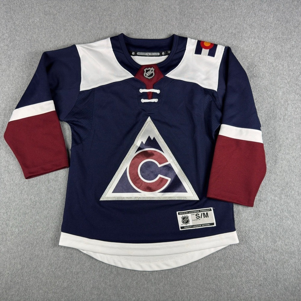 Colorado Avalanche NHL Hockey Jersey Blank Navy Burgundy Youth S/M